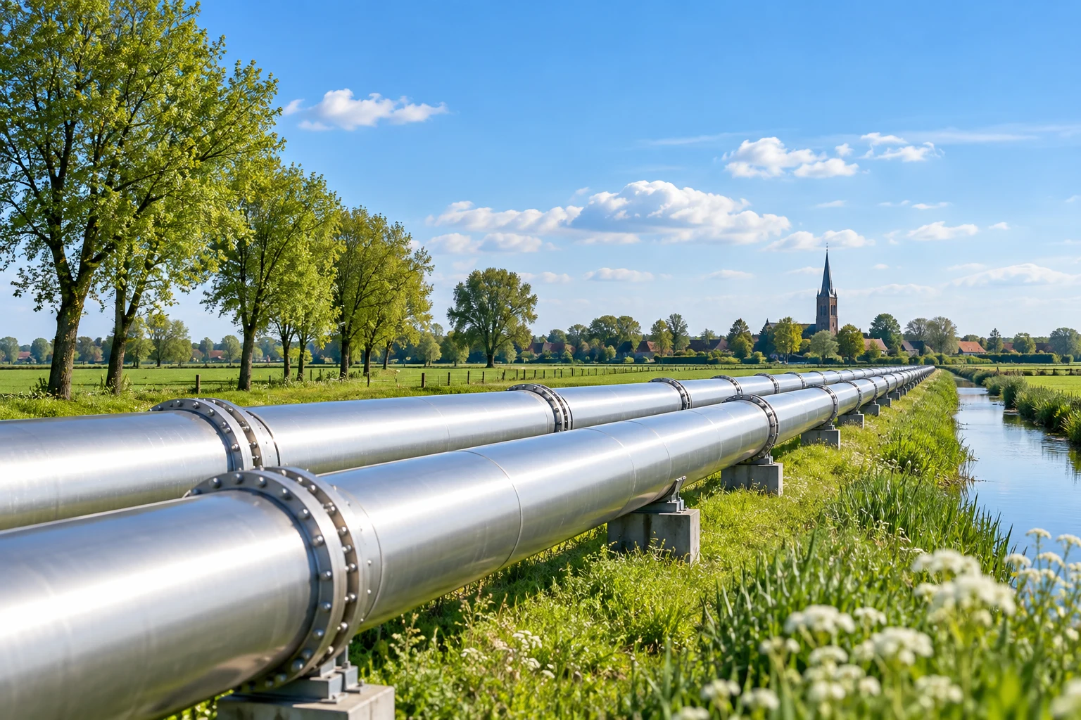 AI-sfeerbeeld van energie en waterstof in een Nederlands landschap